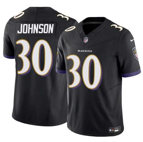 Men & Women & Youth Baltimore Ravens #30 D%27Ernest Johnson Black 2025 F.U.S.E Vapor Limited Jersey