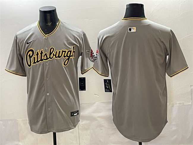 Men%27s Pittsburgh Pirates Blank Gray Limited Stitched Jersey