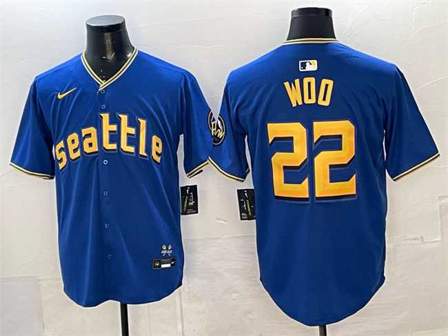 Men%27s Seattle Mariners #22 Bryan Woo Royal 2025 Limited Stitched jersey