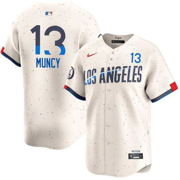 Men%27s Los Angeles Dodgers #13 Max Muncy Cream 2024 City Connect Limited Stitched Jersey Dzhi