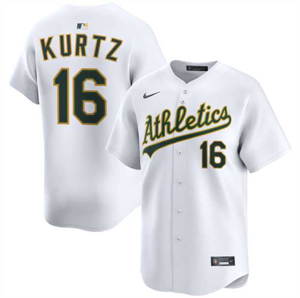 Men%27s Oakland Athletics #16 Nick Kurtz White 2024 Home Limited Stitched Jersey Dzhi