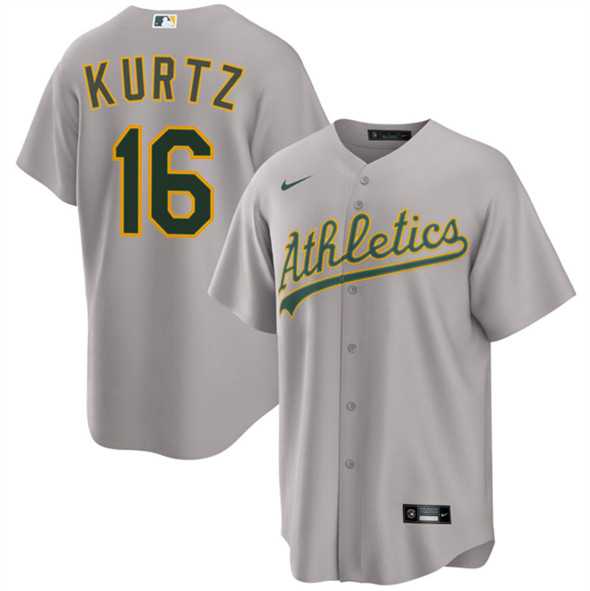 Men%27s Oakland Athletics #16 Nick Kurtz Gray 2024 Away Limited Stitched Jersey Dzhi