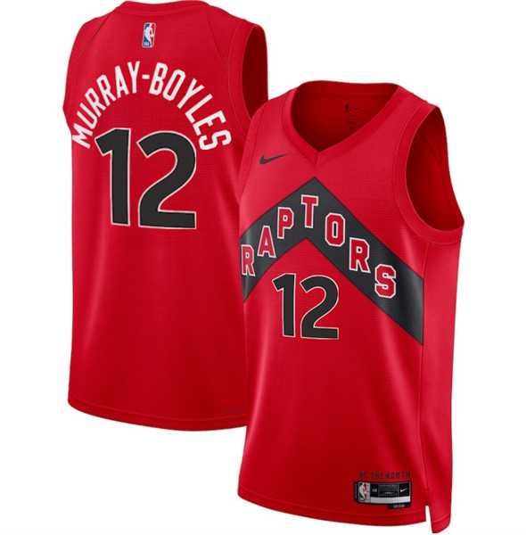 Men%27s Toronto Raptors #12 Collin Murray-Boyles Red 2025 Draft Icon Edition Stitched Jersey Dzhi