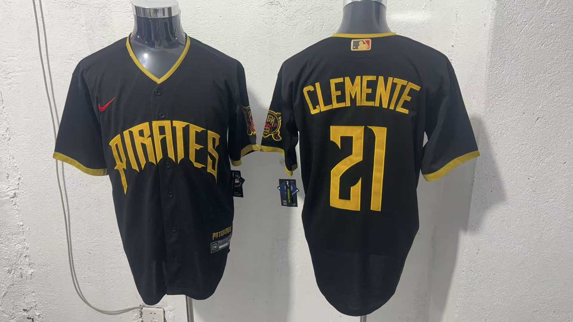 Men%27s Pittsburgh Pirates #21 Roberto Clemente Black 2026 City Connect Stadium Jersey