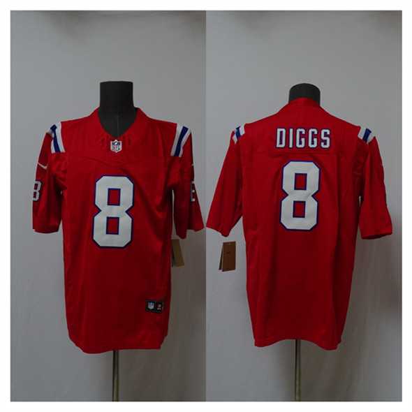 Men%27s New England Patriots #8 Stefon Diggs Red 2025 Vapor Limited Stitched Jersey