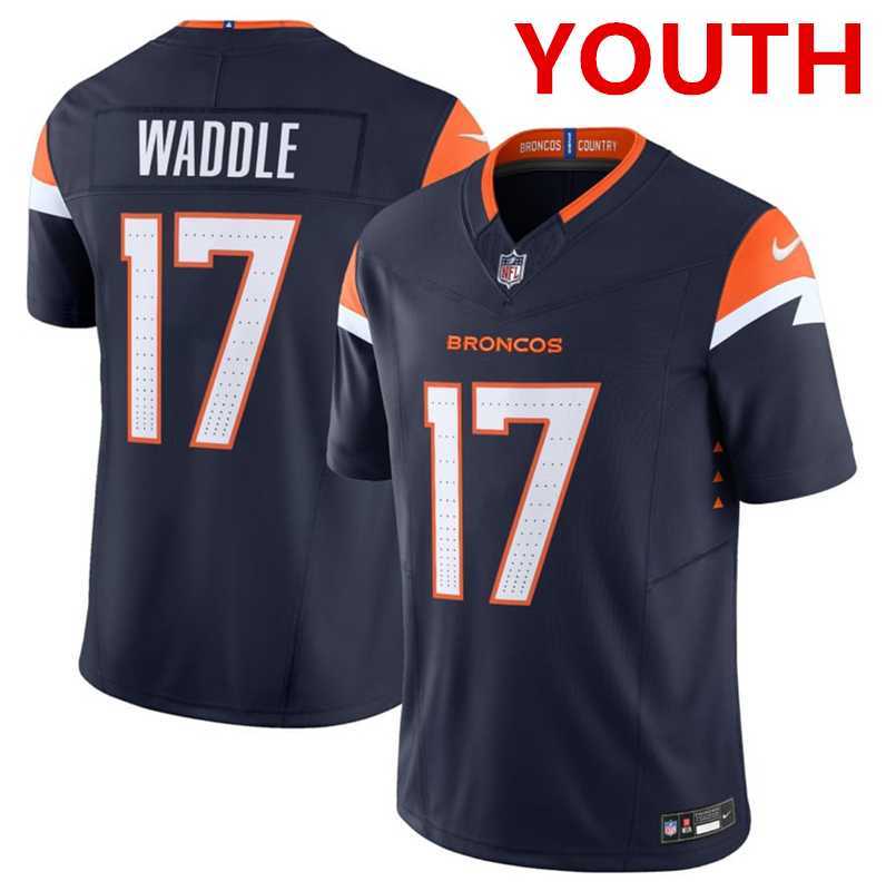 Youth Denver broncos #17 Jaylen Waddle navy 2026 f.u.s.e vapor untouchable limited stitched jersey Dzhi