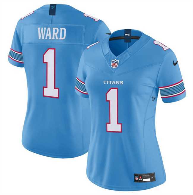 Women%27s Tennessee Titans #1 Cameron Ward Light Blue 2026 F.U.S.E. Vapor Limited Stitched Jersey Dzhi