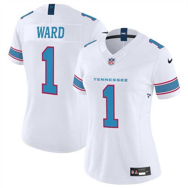 Women%27s Tennessee Titans #1 Cameron Ward White 2026 F.U.S.E. Vapor Limited Stitched Jersey Dzhi