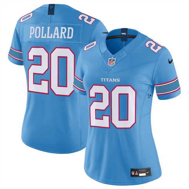 Women%27s Tennessee Titans #20 Tony Pollard Light Blue 2026 F.U.S.E. Vapor Limited Stitched Jersey Dzhi