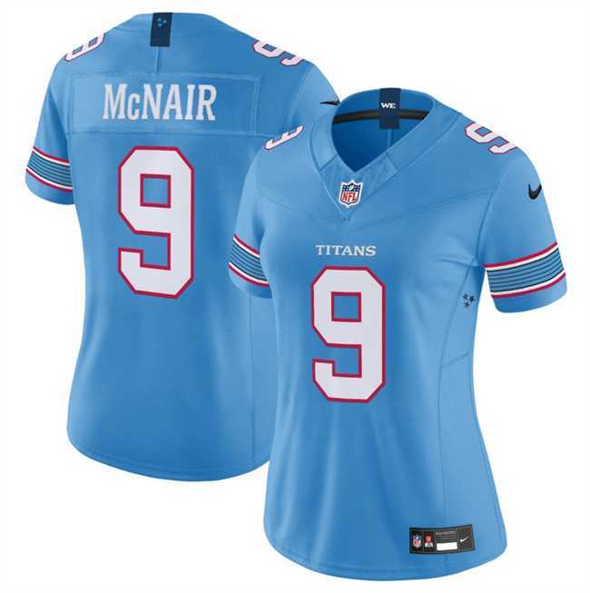 Women%27s Tennessee Titans #9 Steve McNair Light Blue 2026 F.U.S.E. Vapor Limited Stitched Jersey Dzhi