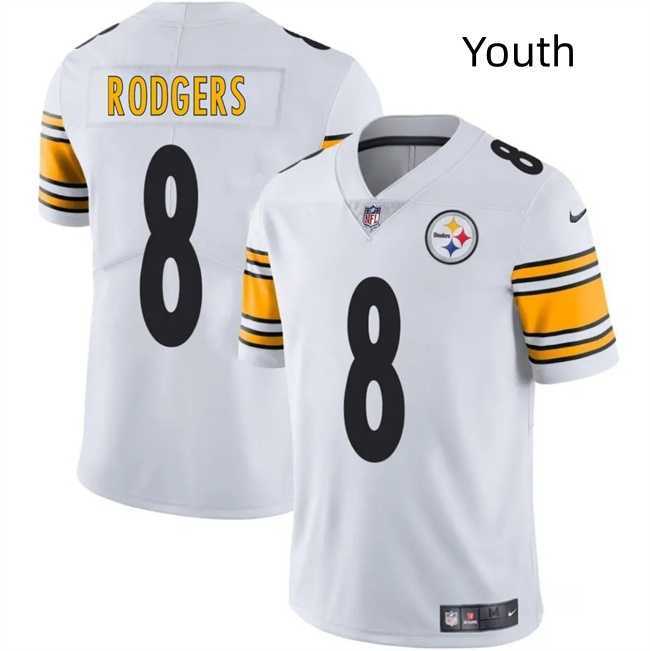 Youth Pittsburgh Steelers #8 Aaron Rodgers White 2025 Vapor Limited Stitched Jersey Dzhi