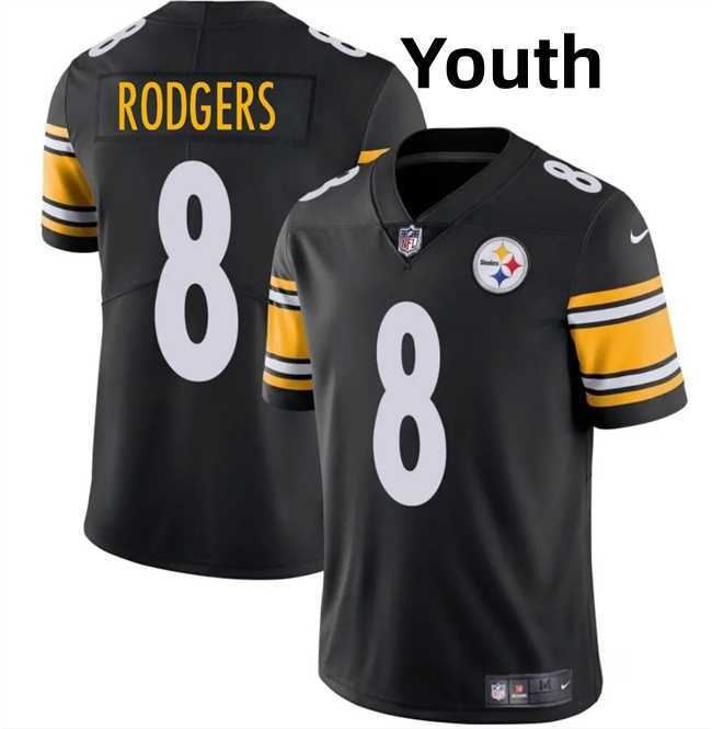 Youth Pittsburgh Steelers #8 Aaron Rodgers Black 2025 Vapor Limited Stitched Jersey Dzhi