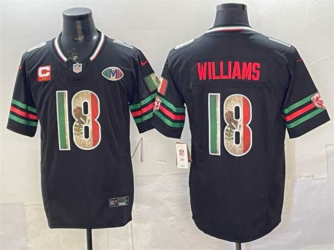 Men%27s Chicago Bears #18 Caleb Williams Black Mexico F.U.S.E. With 2-star C Patch And VMH Patch Throwback Stitched Jersey