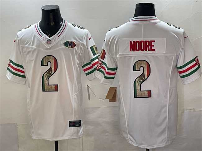 Men%27s Chicago Bears #2 D.J. Moore White Mexico F.U.S.E. With VMH Patch Stitched Jersey