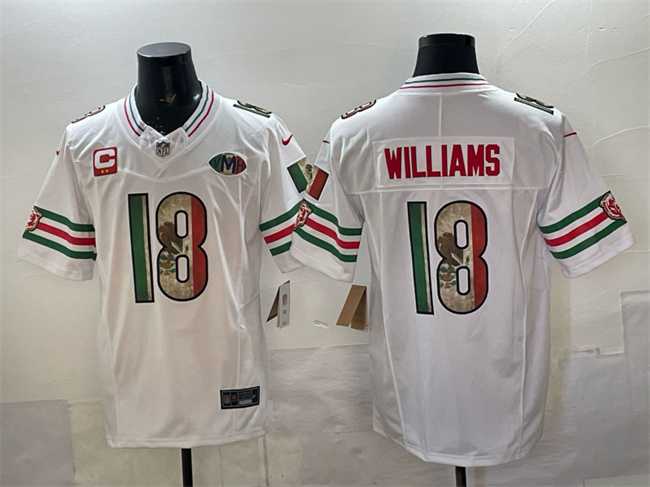 Men%27s Chicago Bears #18 Caleb Williams White Mexico F.U.S.E. With 2-star C Patch And VMH Patch Throwback Stitched Jersey