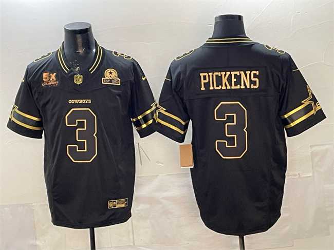 Men%27s Dallas Cowboys #3 George pickens Black 2025 F.U.S.E. With 5x Super Bowl Champions & Established In 1960 Patch Vapor Limited Stitched Jersey