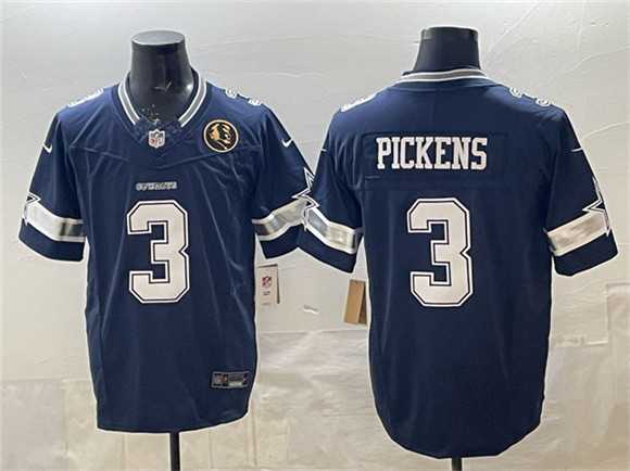 Men%27s Dallas Cowboys #3 George pickens Navy F.U.S.E. With John Madden Patch Vapor Limited Stitched Jersey