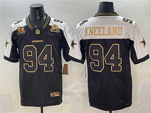 Men%27s Dallas Cowboys #94 Marshawn Kneeland Black Gold 2025 F.U.S.E. With 5x Super Bowl Champions & Established In 1960 Patch Vapor Limited Stitched Jersey1