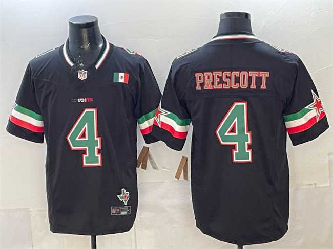 Men%27s Dallas Cowboys #4 Dak Prescott 2024 Mexico Black F.U.S.E. Stitched Jersey