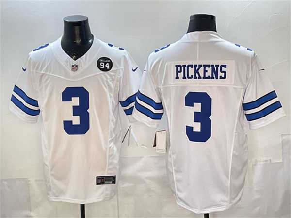 Men%27s Dallas Cowboys #3 George pickens Navy F.U.S.E. 94 Marshawn Kneeland Memorial Patch Vapor Limited Stitched Jersey