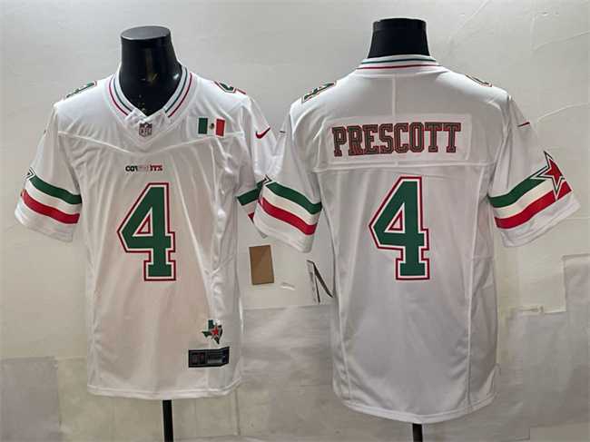 Men%27s Dallas Cowboys #4 Dak Prescott 2024 Mexico White F.U.S.E. Stitched Jersey