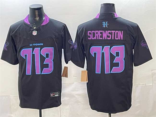 Men%27s Houston Texans #713 Screwston Black F.U.S.E. 2025 DJ SCREW Vapor Limited Stitched Jersey