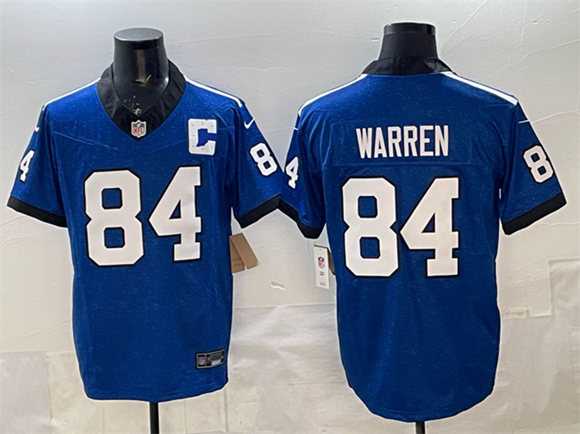 Men%27s Indianapolis Colts #84 Tyler Warren Blue 2025 F.U.S.E. Throwback Vapor Limited Stitched Jersey