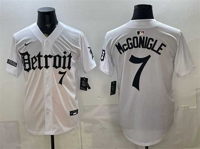 Men%27s Detroit Tigers #7 Kevin McGonigle 2026 White %27Motor Gothic Edition%27 Vapor Premier Limited Stitched Jersey Dzhi