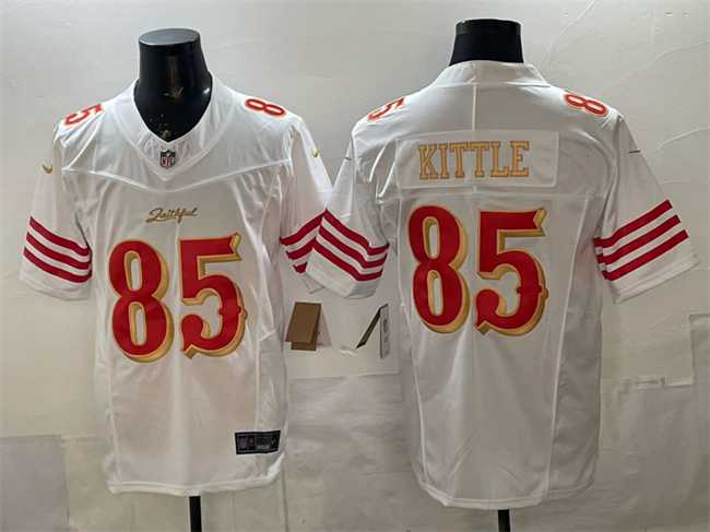 Men%27s San Francisco 49ers #85 George kittle White Gold 2025 F.U.S.E. %27Rivalries%27 Vapor Limited Stitched Jersey