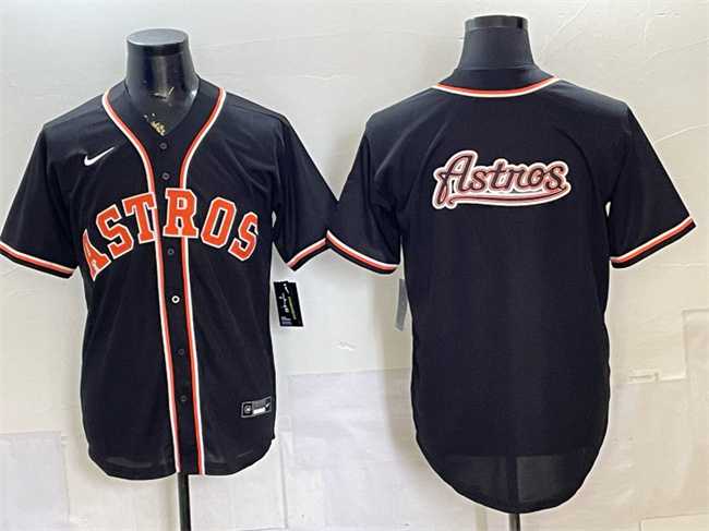 Men%27s Houston Astros Team Big Logo 2026 Fashion Replica Black Out Stitched Jersey Dzhi