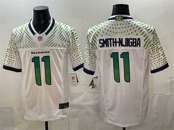 Men%27s Seattle Seahawks #11 Jaxon Smith-Njigba White 2025 F.U.S.E. %27Rivalries%27 Vapor Untouchable Limited Stitched Jersey