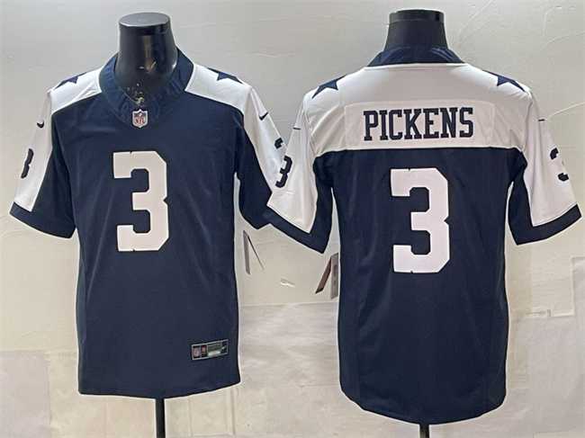 Men%27s Dallas Cowboys #3 George pickens Navy F.U.S.E. Thanksgiving Vapor Limited Stitched Jersey