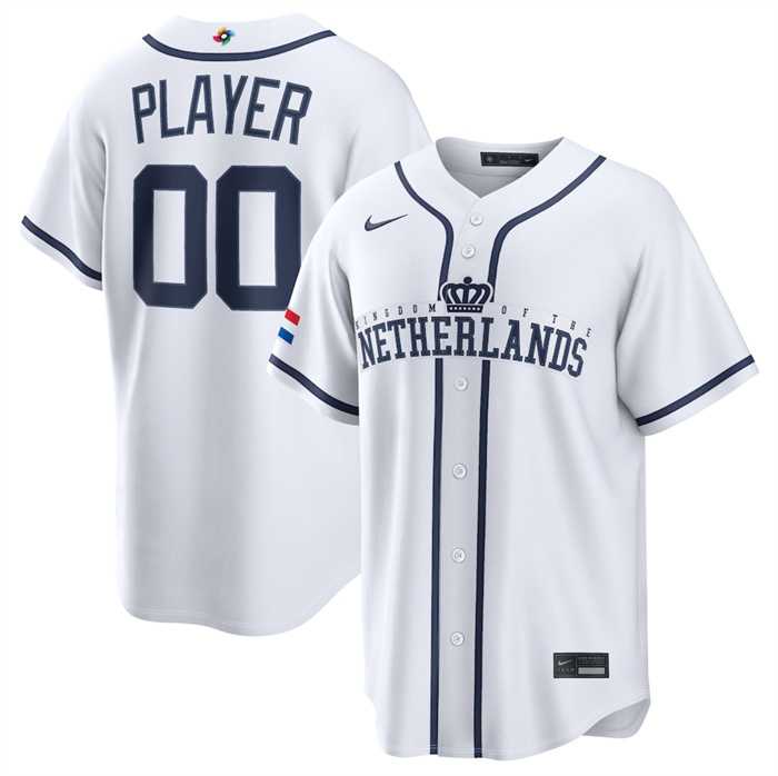 Men%27s Netherlands Baseball Active Player Custom White 2026 World Baseball Classic Home Stadium Stitched Jersey