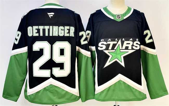 Men%27s Dallas Stars #29 Jake Oettinger Black 2025-26 Alternate Stitched Jersey