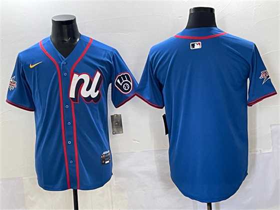 Men%27s Milwaukee Brewers Blank Blue 2025 All-Star Edition Limited Stitched Jersey