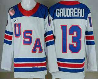 Men%27s USA #13 Johnny Gaudreau White 2026 olympics Stitched Jersey