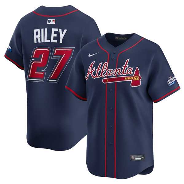 Men%27s Atlanta Braves #27 Austin Riley Navy 2025 Speedway Classic Alternate Limited Stitched Jersey Dzhi