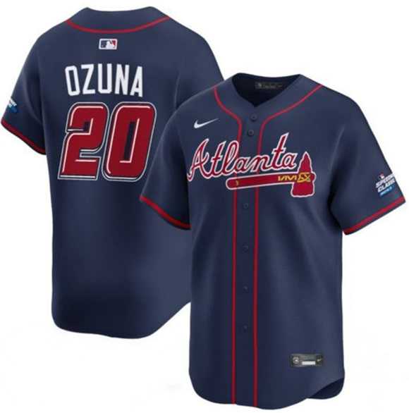 Men%27s Atlanta Braves #20 Marcell Ozuna Navy 2025 Speedway Classic Alternate Limited Stitched Jersey Dzhi