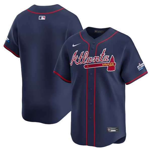Men%27s Atlanta Braves Blank Navy 2025 Speedway Classic Alternate Limited Stitched Jersey Dzhi