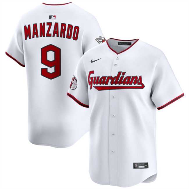 Men%27s Cleveland Guardians #9 Kyle Manzardo White Home Limited Stitched Jersey Dzhi