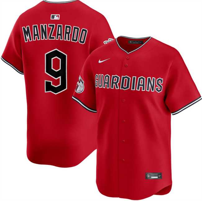 Men%27s Cleveland Guardians #9 Kyle Manzardo Red Alternate Limited Stitched Jersey Dzhi