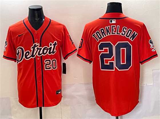 Men%27s Detroit Tigers #20 Spencer Torkelson Orange With Patch Vapor Premier Limited Stitched Jersey