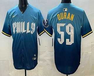 Men%27s Philadelphia Phillies #59 Jhoan Duran Blue 2024 City Cool Base Jersey