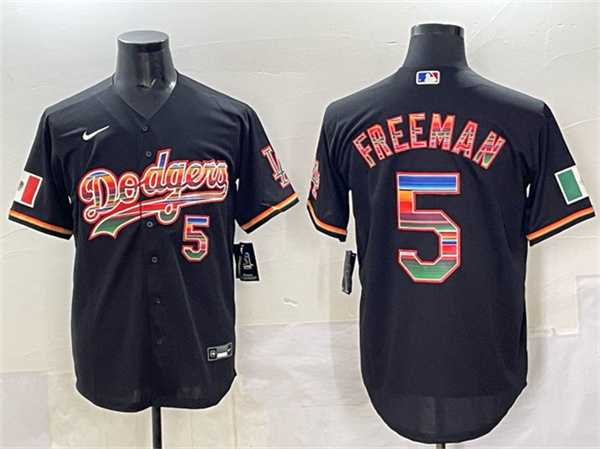 Men%27s Los Angeles Dodgers #5 Freddie Freeman Black Mexico Cool Base Stitched Jersey