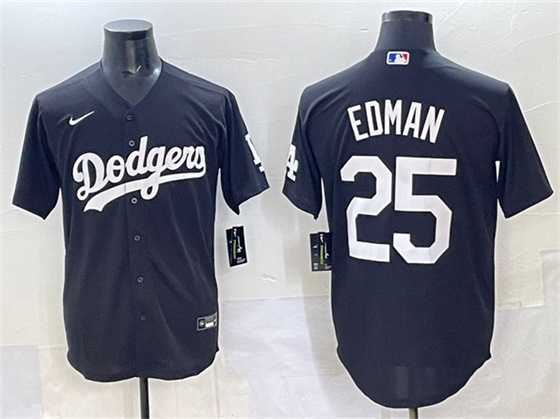 Men%27s Los Angeles Dodgers #25 Tommy Edman Black Stitched Jersey