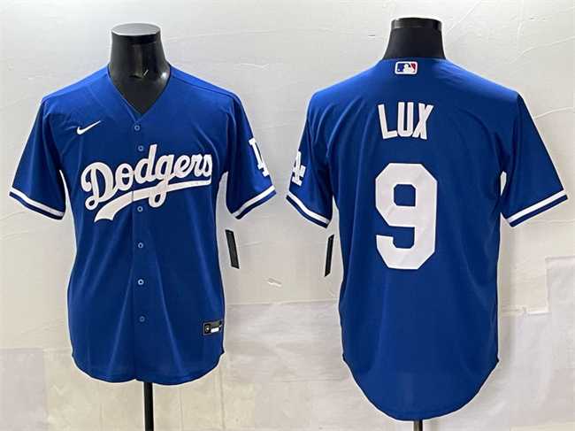 Men%27s Los Angeles Dodgers #9 Gavin Lux Blue Cool Base Stitched Jersey