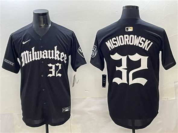 Men%27s Milwaukee Brewers #32 Jacob Misiorowski Black %27Gothic 414 Shadows Edition%27 Vapor Premier Limited Stitched Jersey