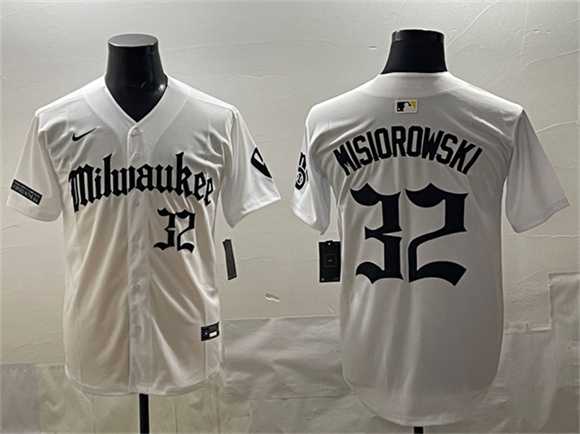 Men%27s Milwaukee Brewers #32 Jacob Misiorowski White %27Gothic 414 Shadows Edition%27 Vapor Premier Limited Stitched Jersey