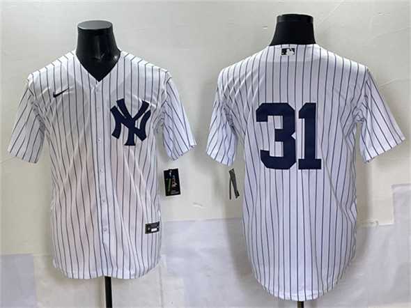 Men%27s New York Yankees #31 Ichiro Suzuki White Cool Base Limited Stitched Jersey