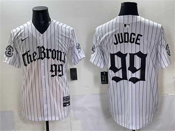Men%27s New York Yankees #99 Aaron Judge White Pinstripe %27Gothic Legacy Edition%27 Vapor Premier Limited Stitched Jersey